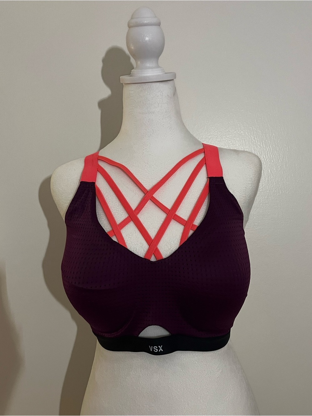 VSX Plum Sports Bra with Coral Strappy Front